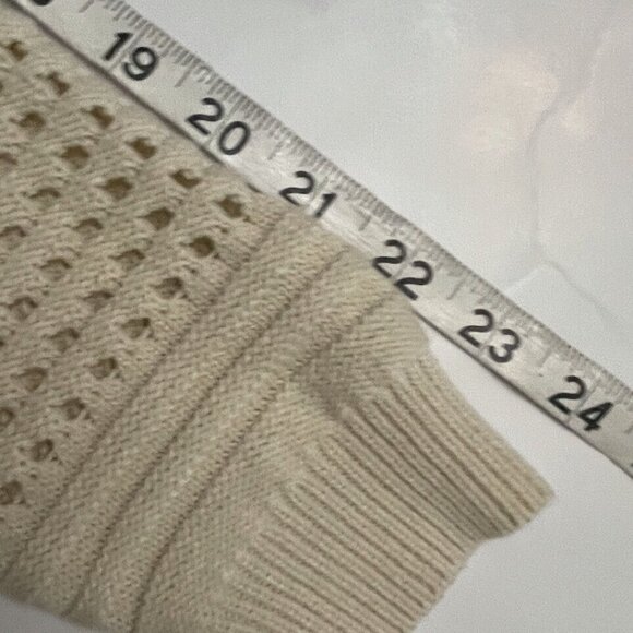 Halston Heritage Cream Open Knit Cropped Crew Neck Sweater - Picture 8 of 9